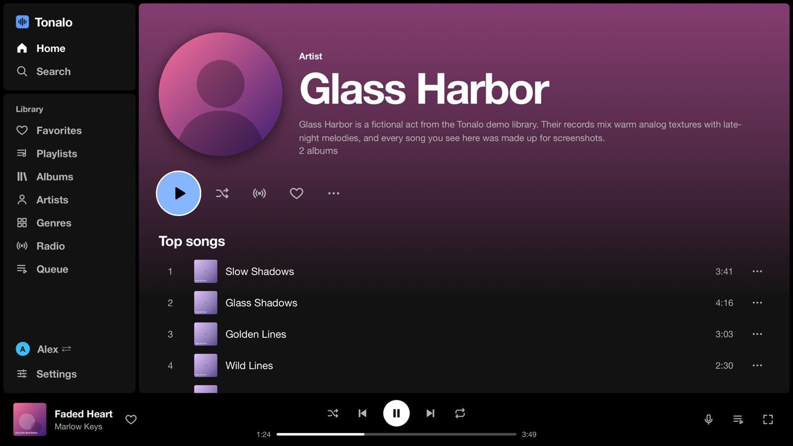 An artist page