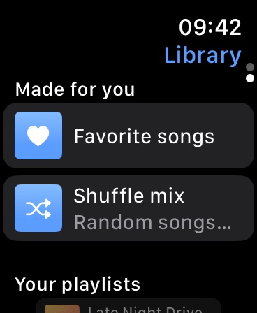 Tonalo on the Apple Watch: playlists and favorites